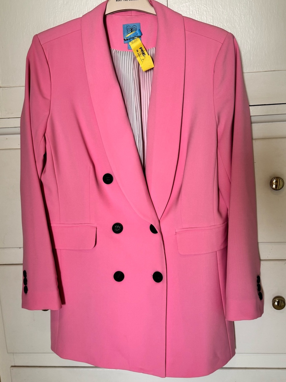 CeCe Women's Double-Breasted Pink Blazer Jacket (12)